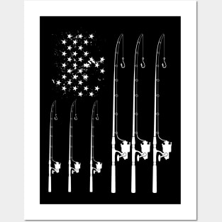 Fishing Rod American Flag and Reel Posters and Art